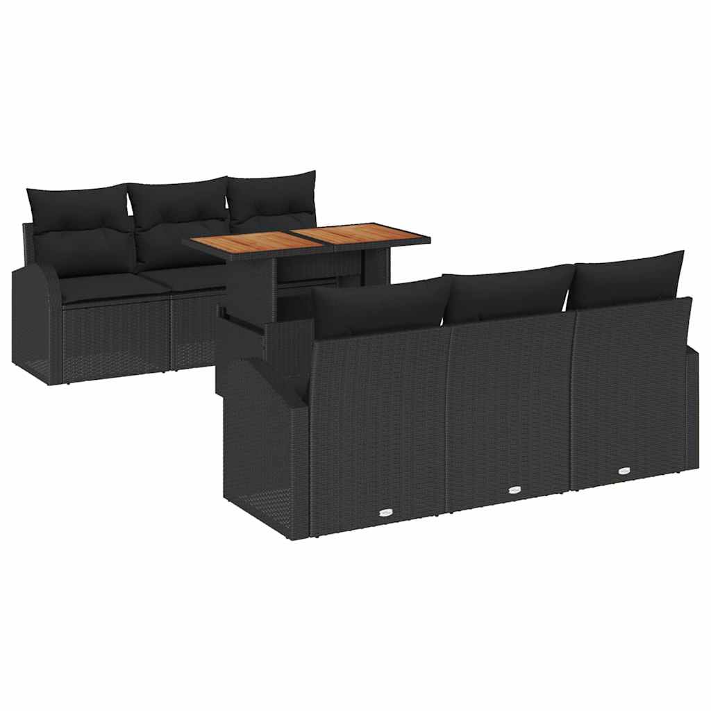 Garden Sofa Set with Storage 7 pcs Black Poly rattan