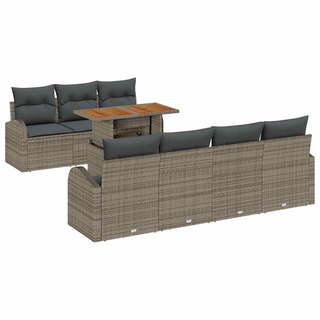 Garden Sofa Set with Storage 8 pcs Grey Poly rattan