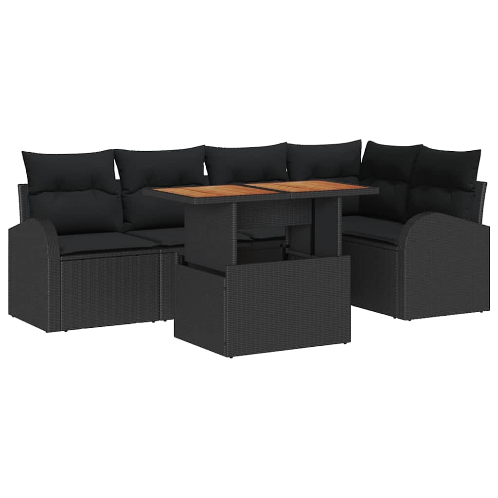 Garden Sofa Set with Storage 6 pcs Black Poly rattan