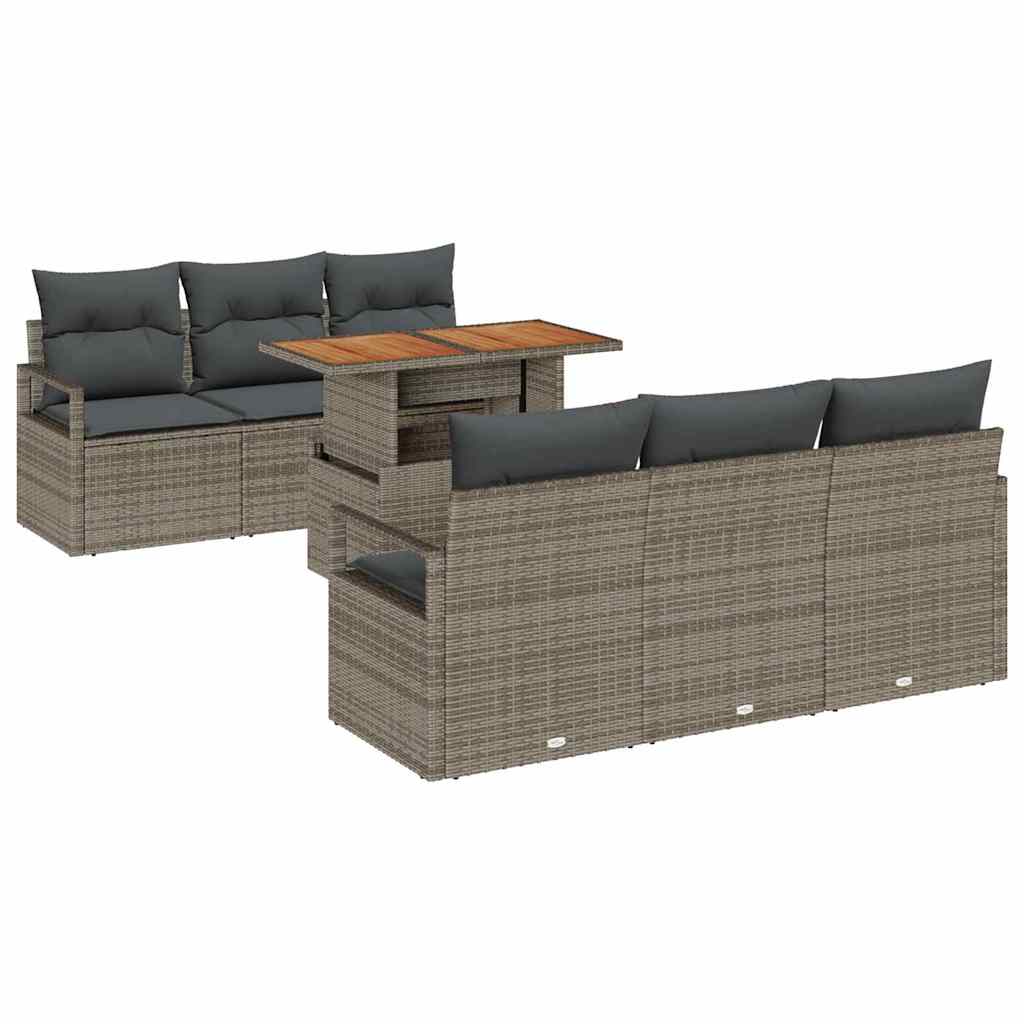 Garden Sofa Set with Storage 7 pcs Grey Poly rattan