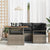 Garden Sofa Set with Storage 5 pcs Grey Poly rattan