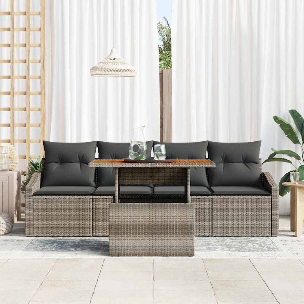 Garden Sofa Set with Storage 5 pcs Grey Poly rattan