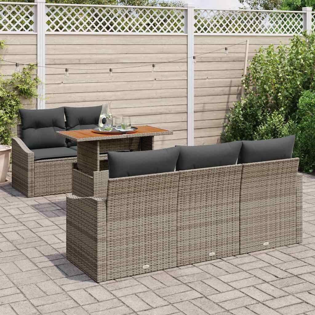Garden Sofa Set with Storage 6 pcs Grey Poly rattan