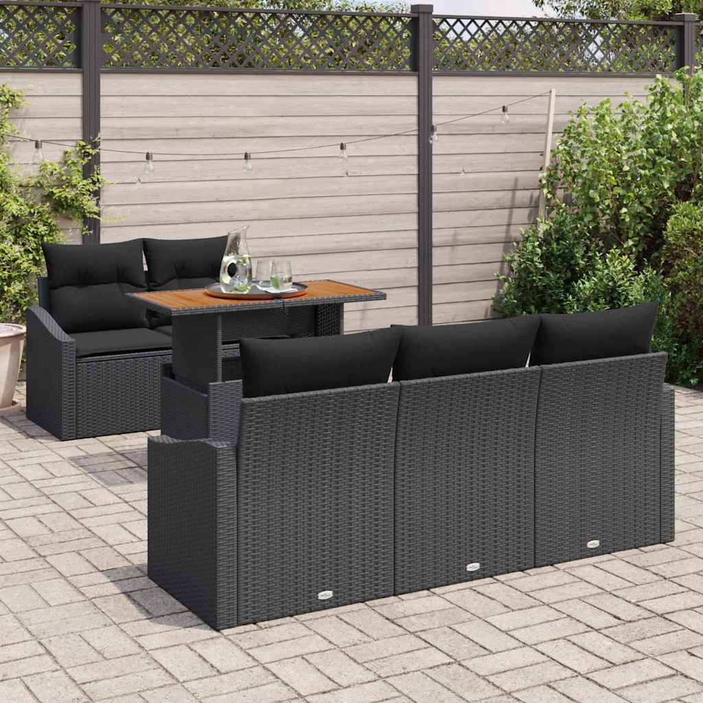 Garden Sofa Set with Storage 6 pcs Black Poly rattan