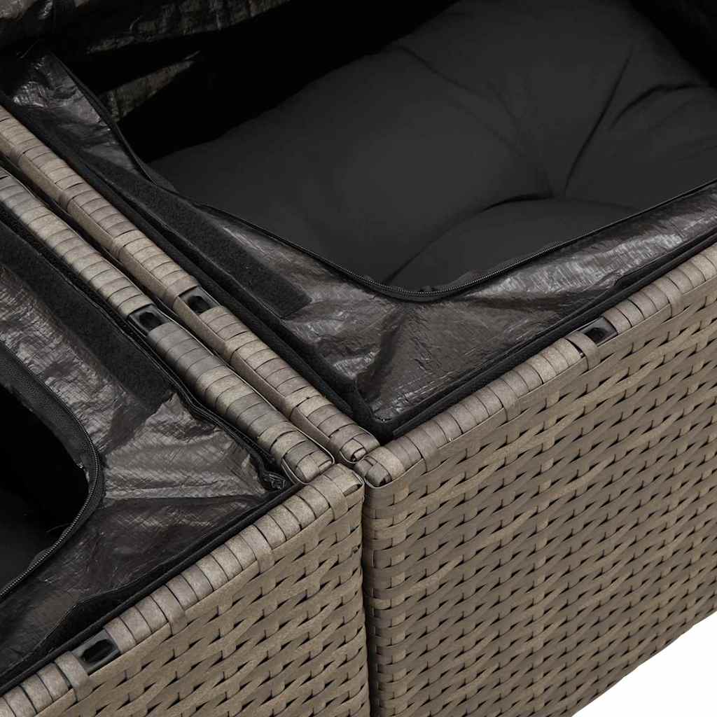 Garden Sofa Set with Storage 10 pcs Grey Poly rattan
