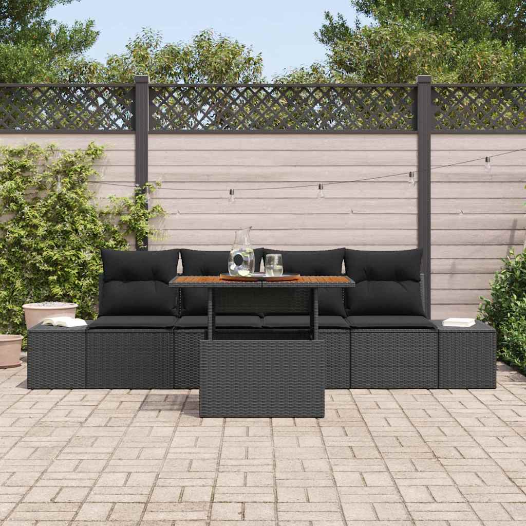 Garden Sofa Set with Storage 5 pcs Black Poly rattan