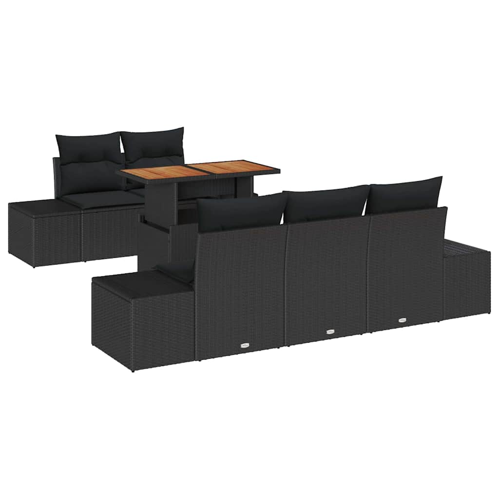 Garden Sofa Set with Storage 6 pcs Black Poly rattan