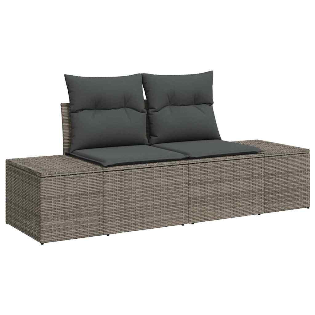 Garden Sofa Set with Storage 7 pcs Grey Poly rattan