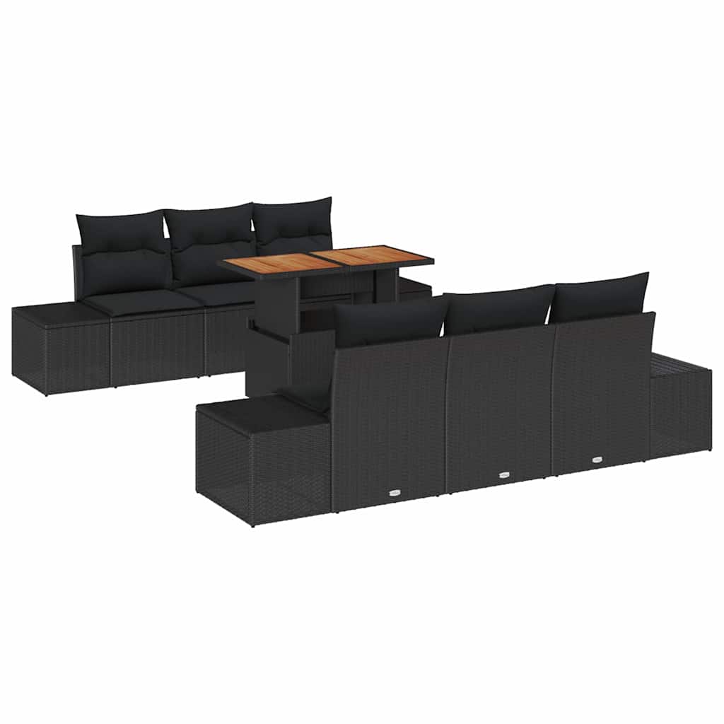 Garden Sofa Set with Storage 7 pcs Black Poly rattan