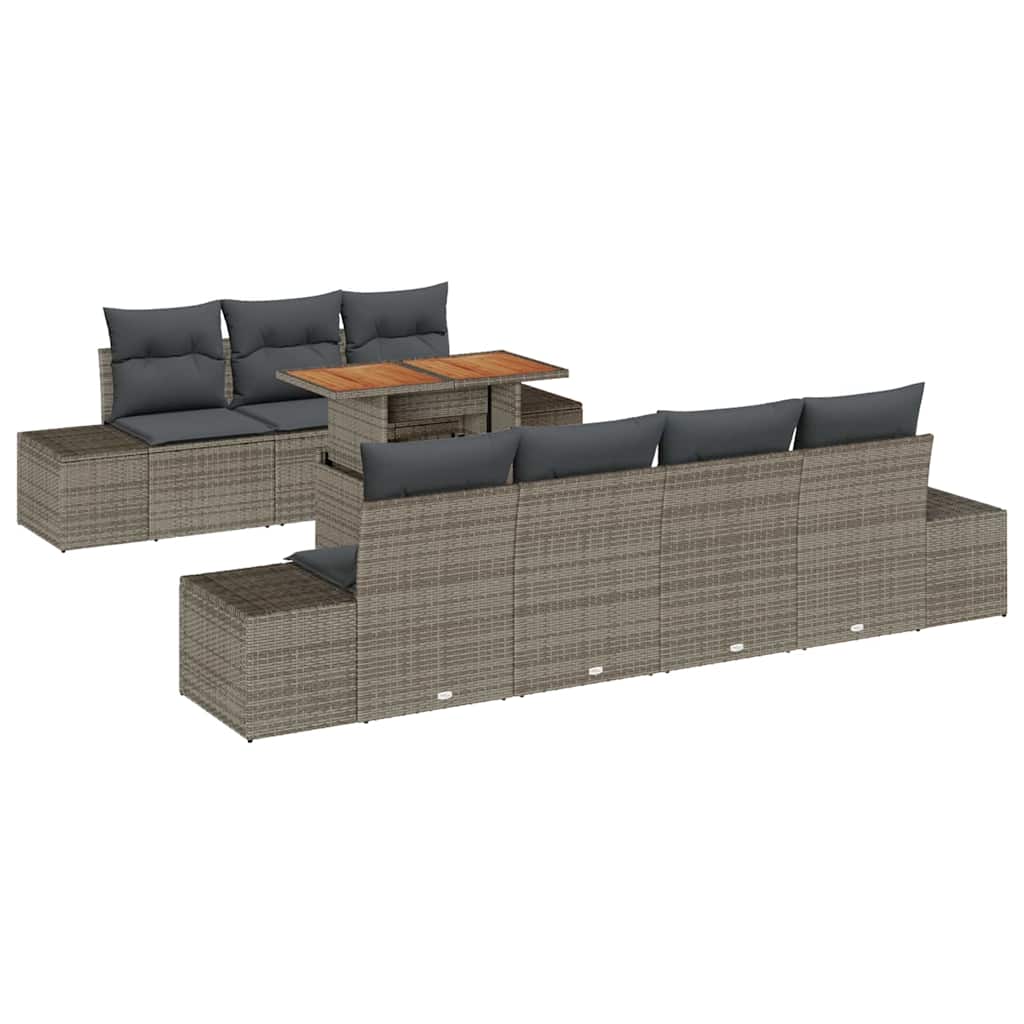Garden Sofa Set with Storage 8 pcs Grey Poly rattan