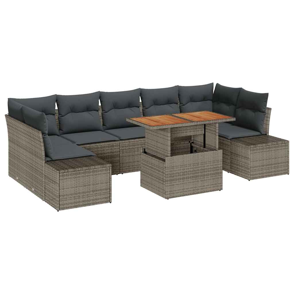Garden Sofa Set with Storage 8 pcs Grey Poly rattan
