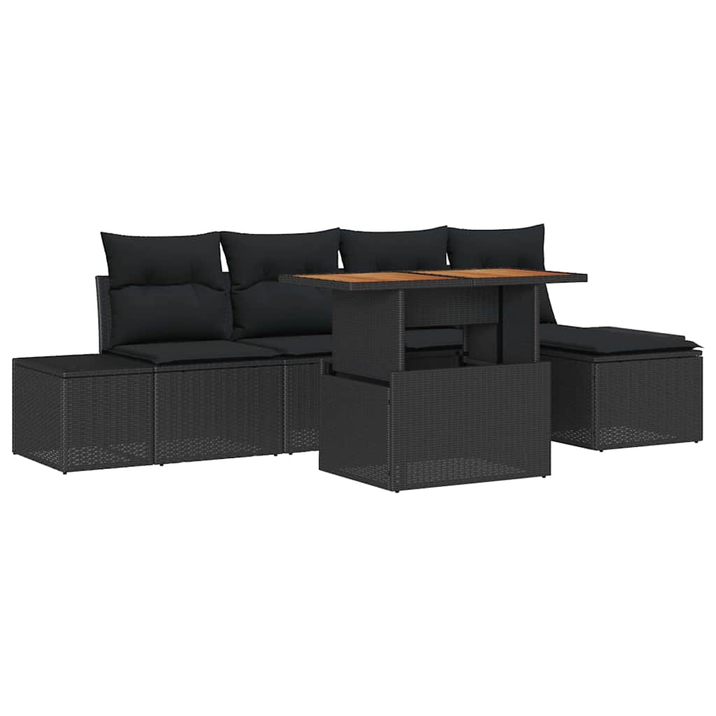 Garden Sofa Set with Storage 6 pcs Black Poly rattan