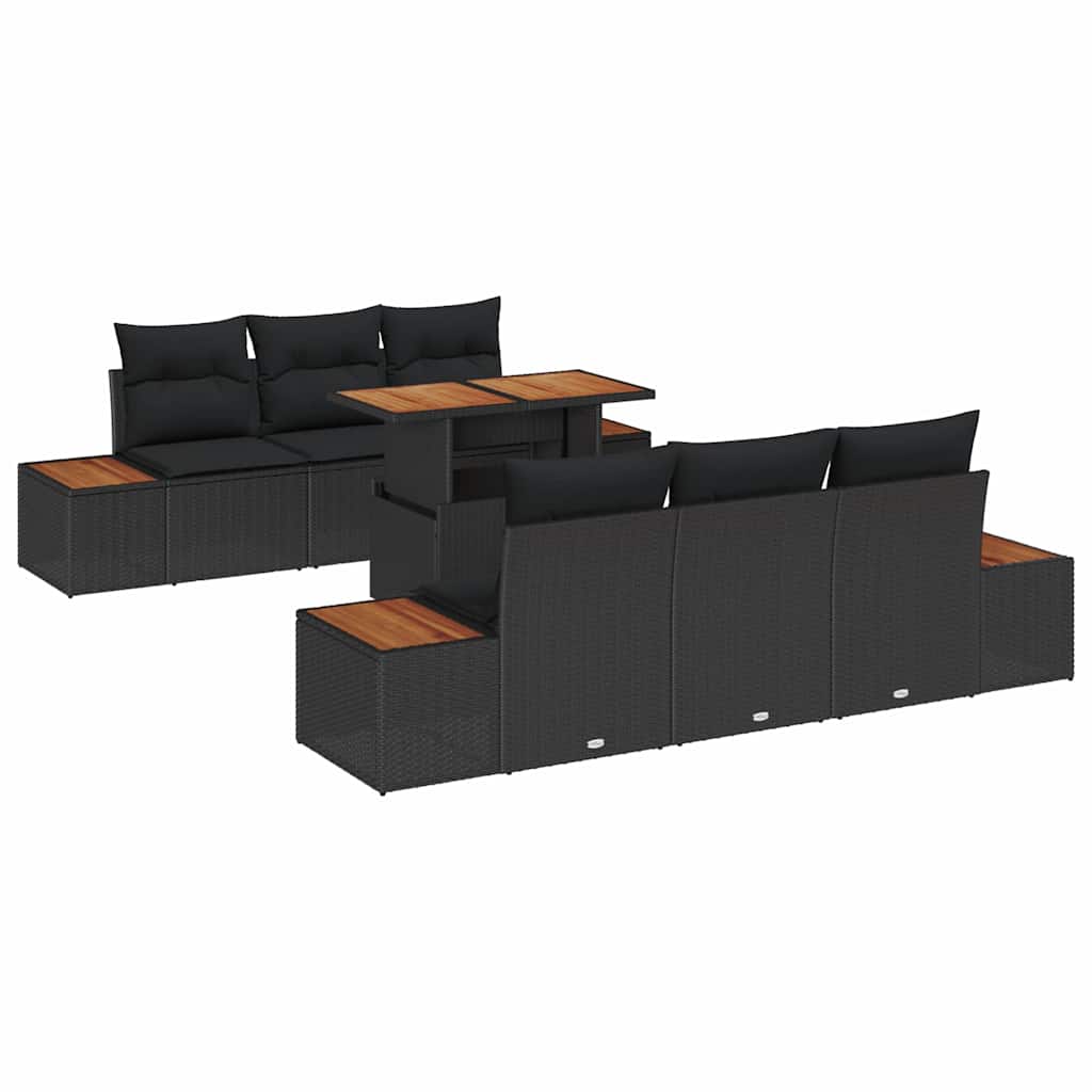 Garden Sofa Set with Storage 7 pcs Black Poly rattan