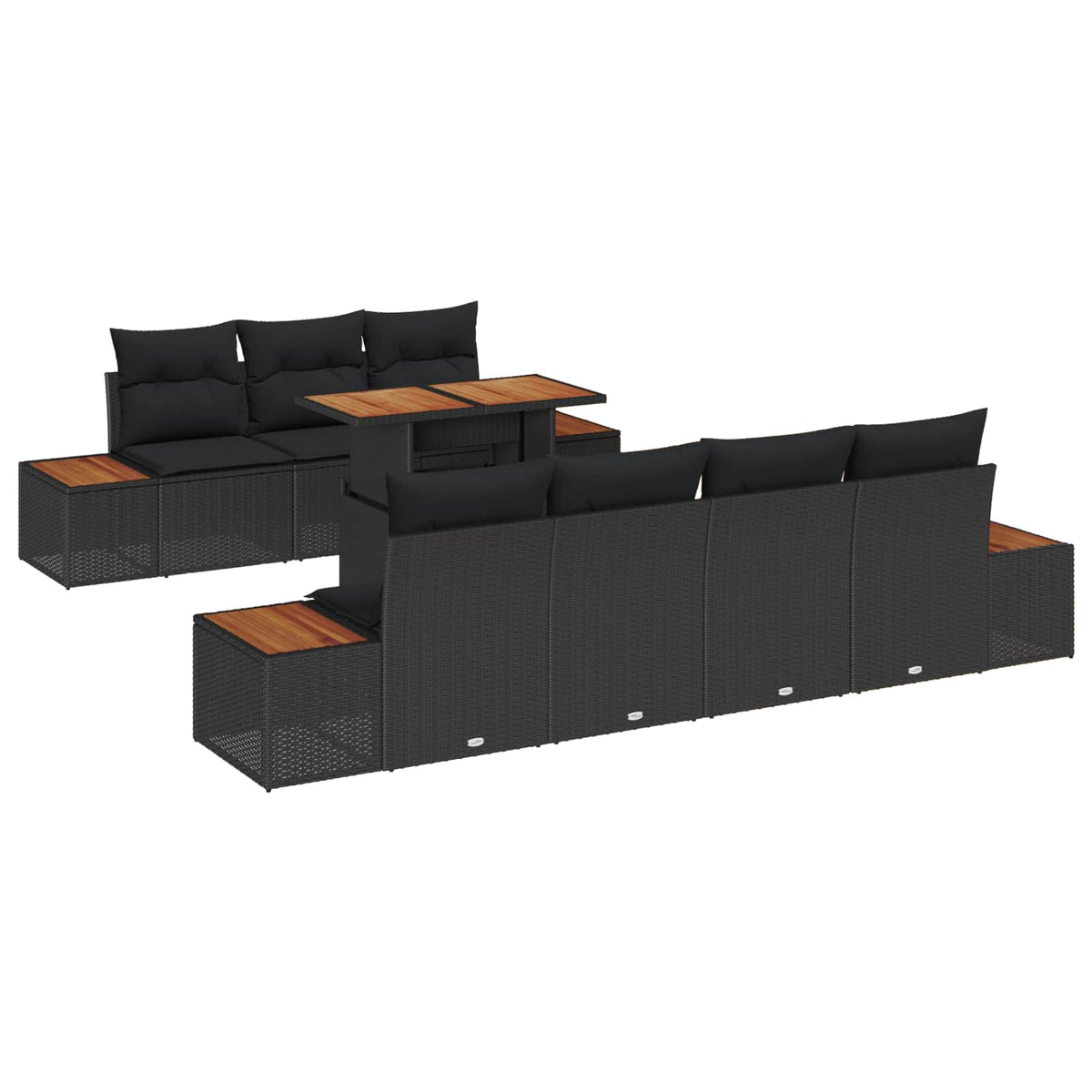 Garden Sofa Set with Storage 8 pcs Black Poly rattan