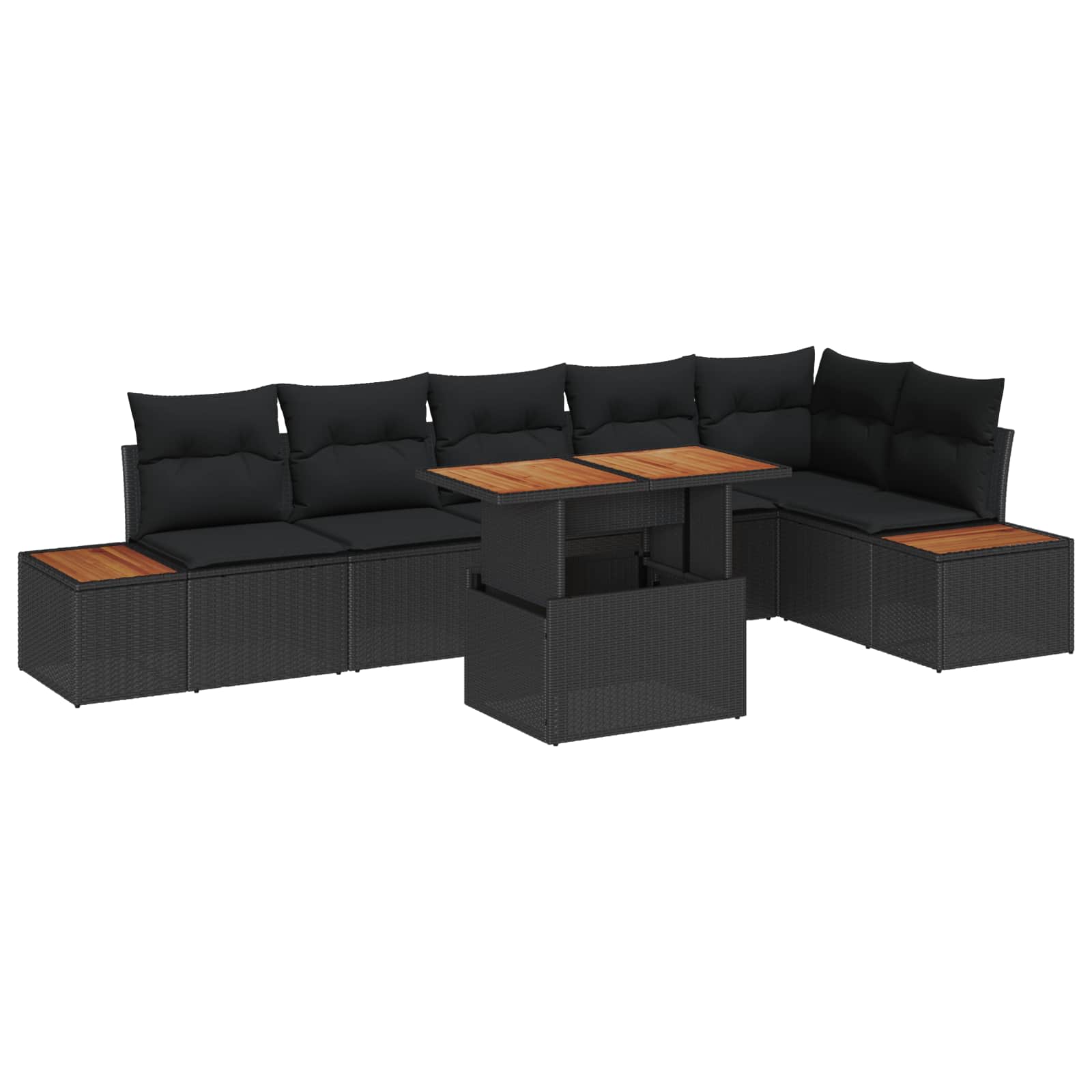 Garden Sofa Set with Storage 7 pcs Black Poly rattan