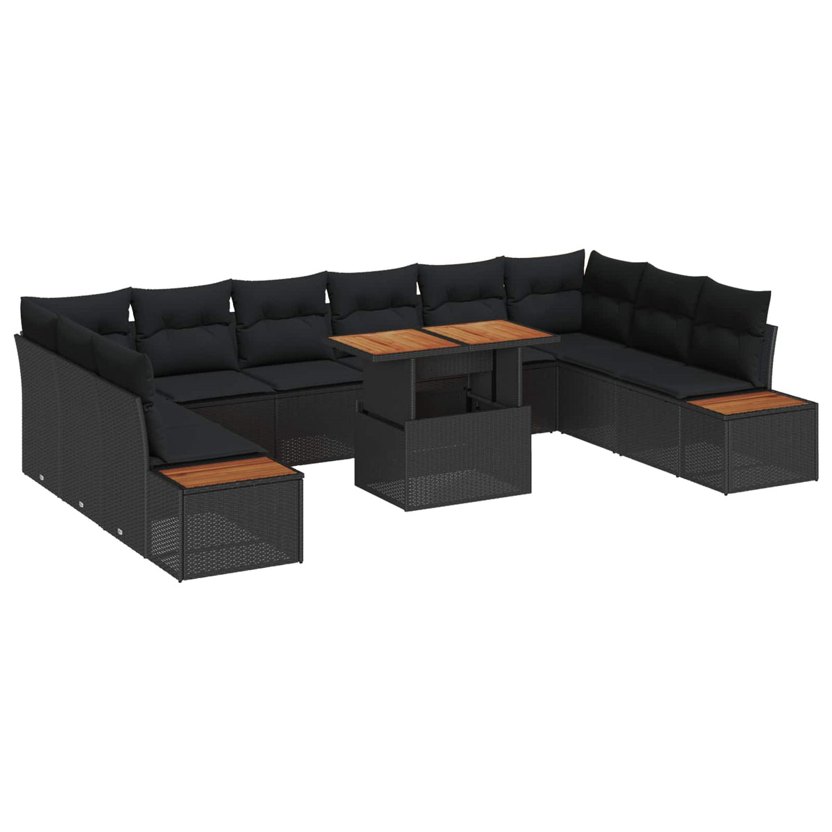Garden Sofa Set with Storage 11 pcs Black Poly rattan