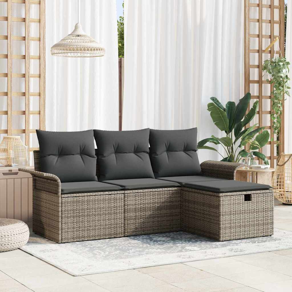 Garden Sofa Set 4 pcs Grey 196 x 117 x 85 cm Poly rattan
