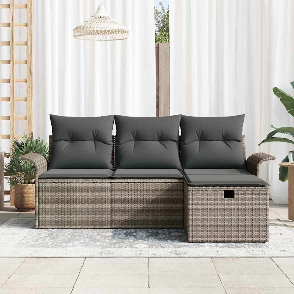 Garden Sofa Set 4 pcs Grey 196 x 117 x 85 cm Poly rattan