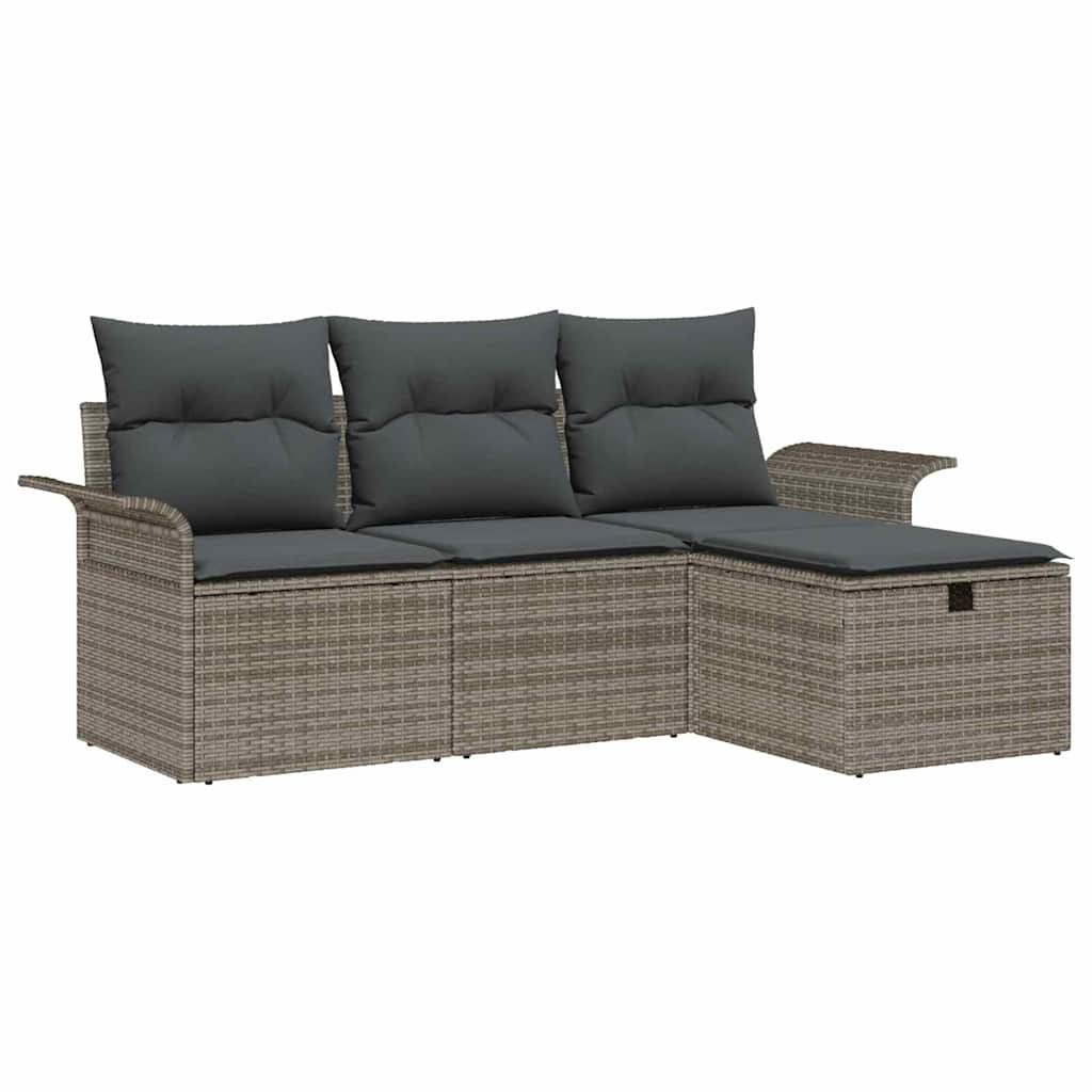 Garden Sofa Set 4 pcs Grey 196 x 117 x 85 cm Poly rattan