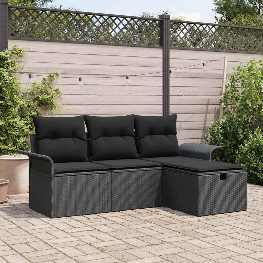 Garden Sofa Set 4 pcs Black 196 x 117 x 85 cm Poly rattan