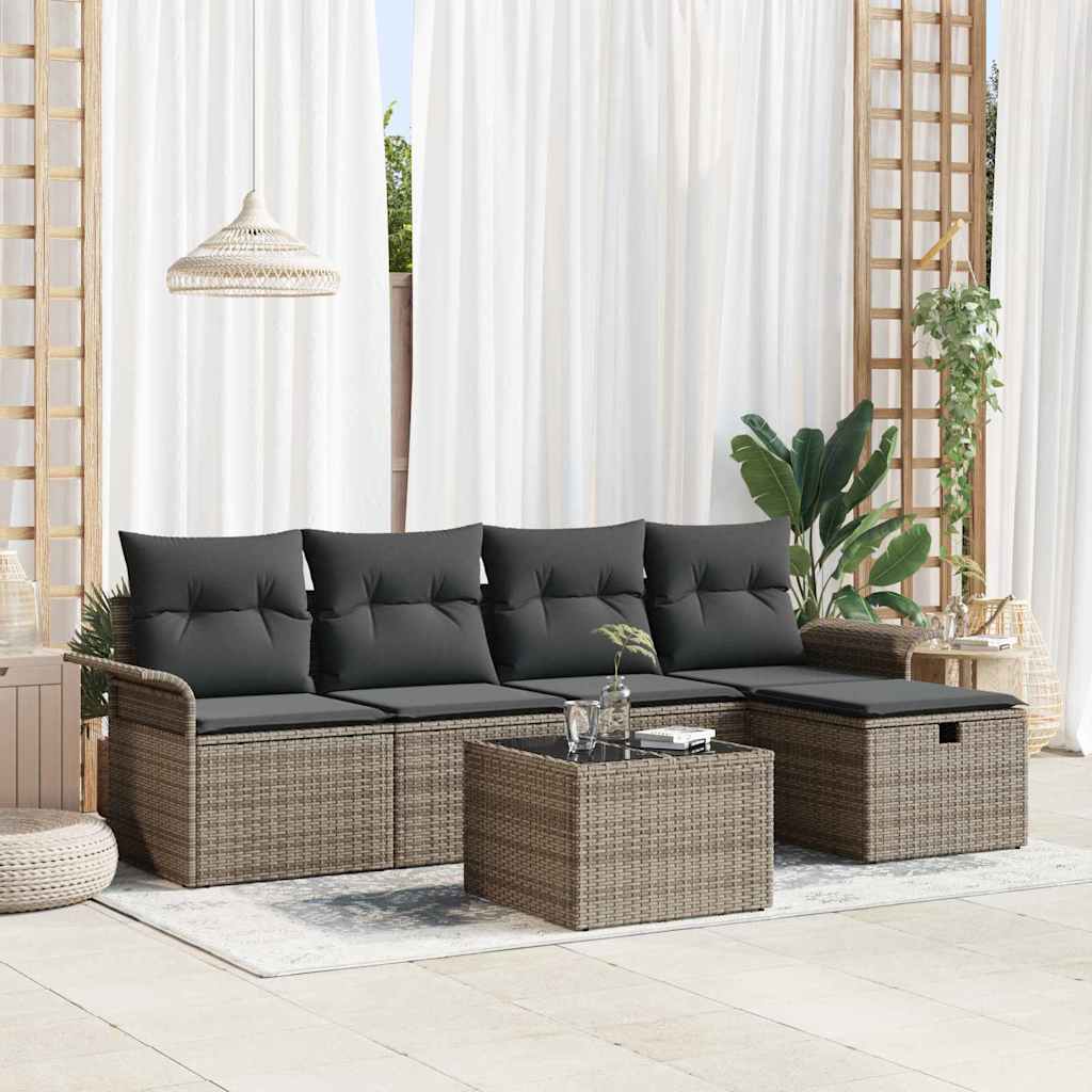 Garden Sofa Set 6 pcs Grey 251 x 117 x 85 cm Poly rattan
