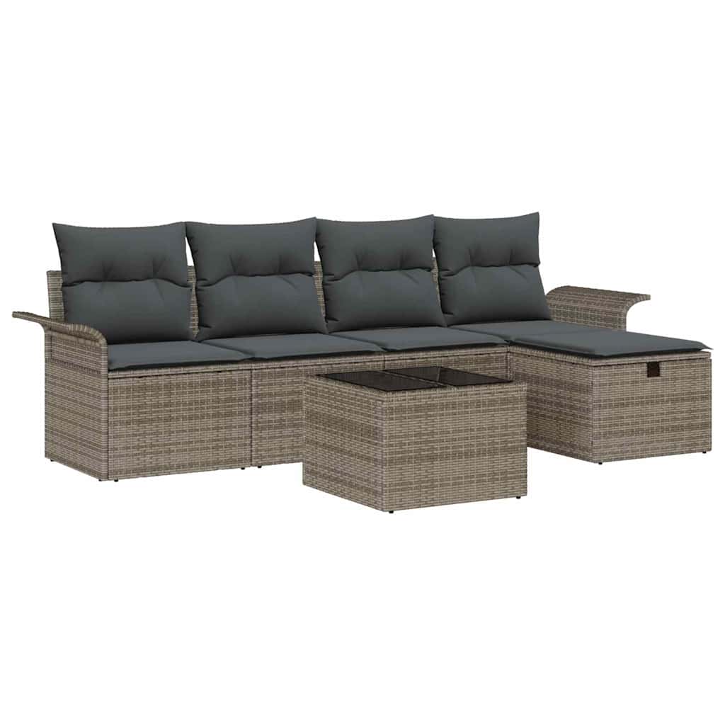 Garden Sofa Set 6 pcs Grey 251 x 117 x 85 cm Poly rattan