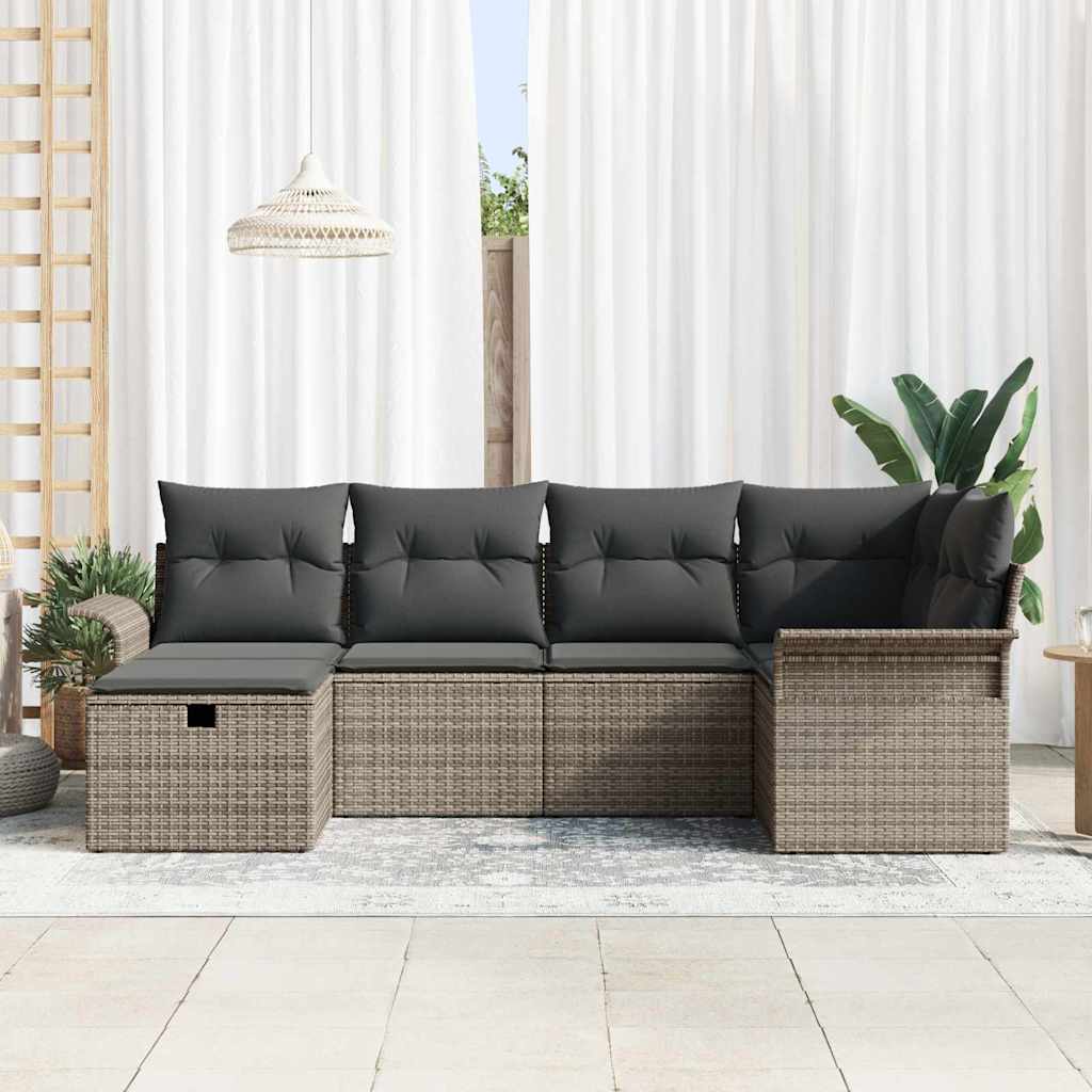 Garden Sofa Set 6 pcs Grey 242.5 x 132.5 x 85 cm Poly rattan