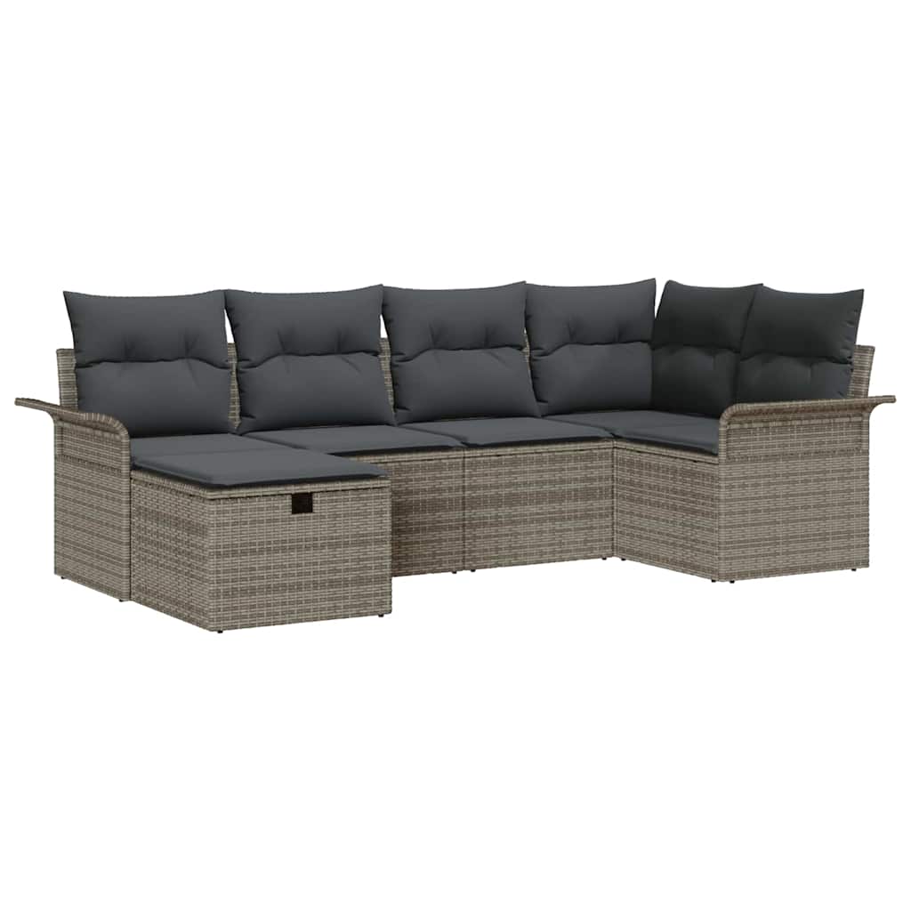 Garden Sofa Set 6 pcs Grey 242.5 x 132.5 x 85 cm Poly rattan