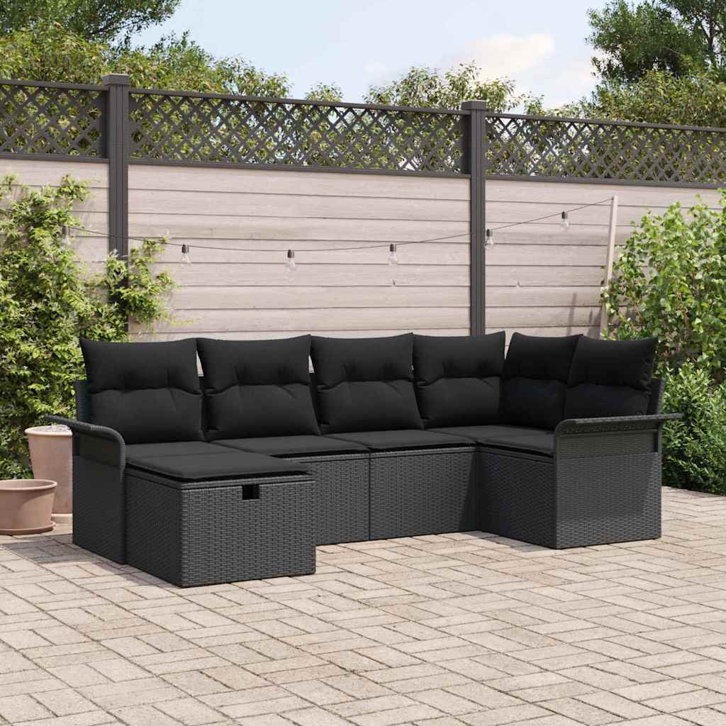 Garden Sofa Set 6 pcs Black 242.5 x 132.5 x 85 cm Poly rattan