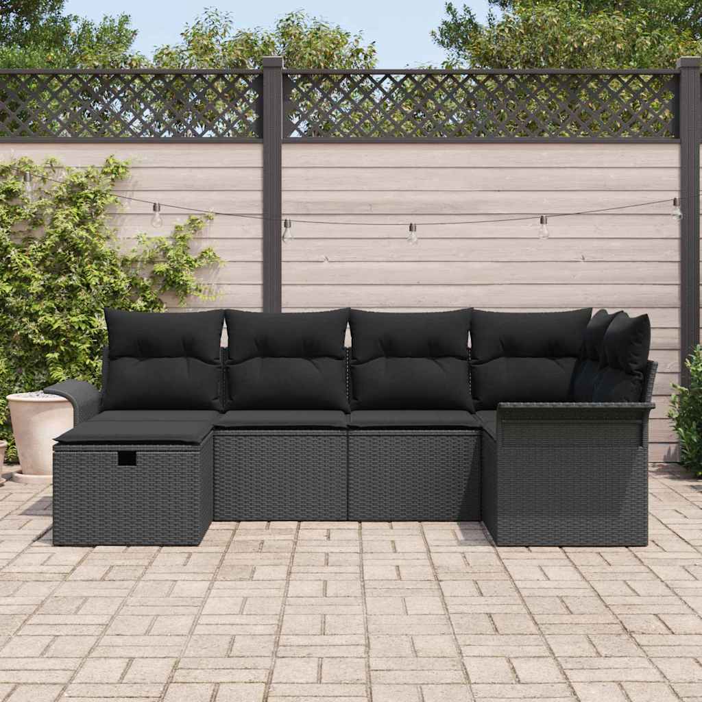 Garden Sofa Set 6 pcs Black 242.5 x 132.5 x 85 cm Poly rattan
