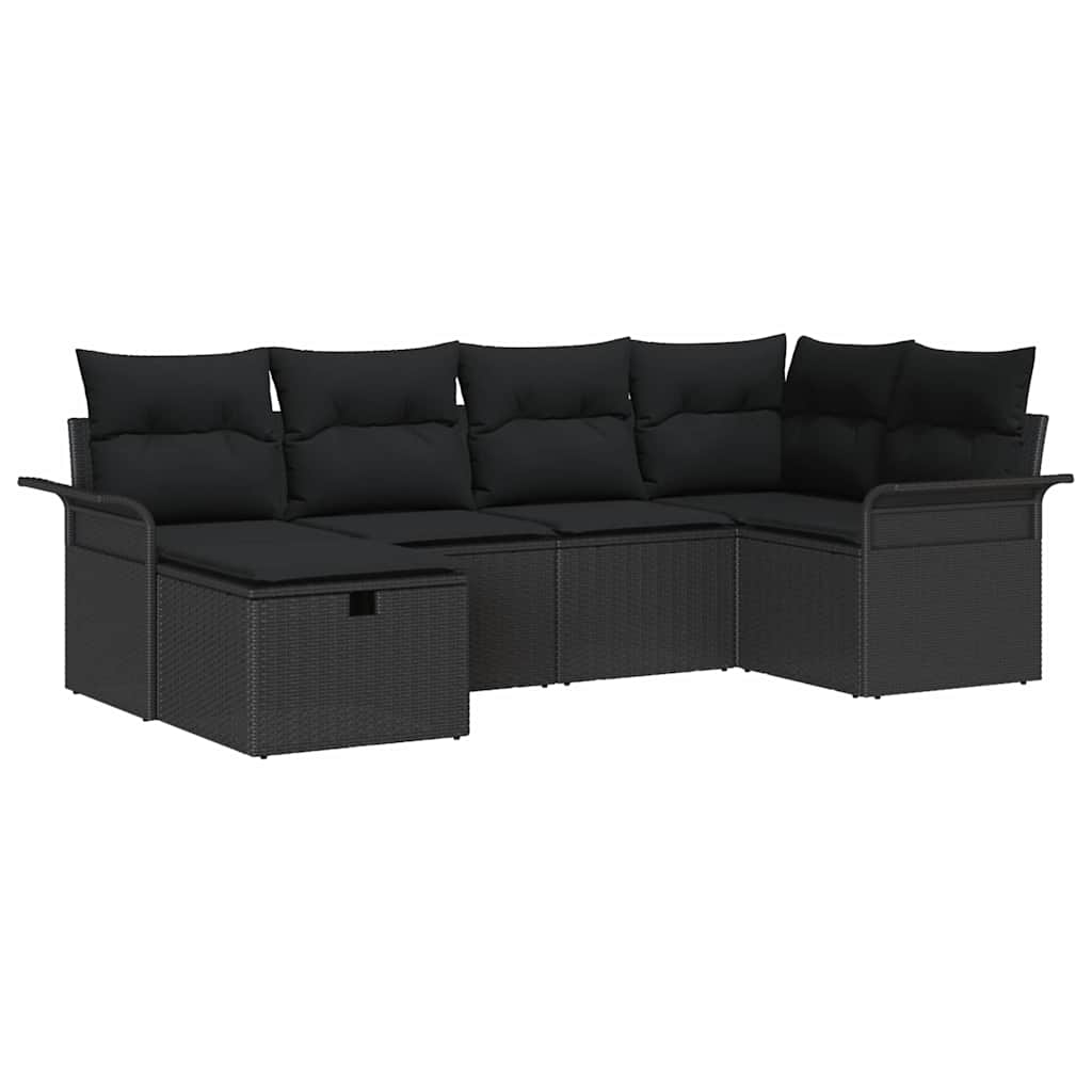 Garden Sofa Set 6 pcs Black 242.5 x 132.5 x 85 cm Poly rattan