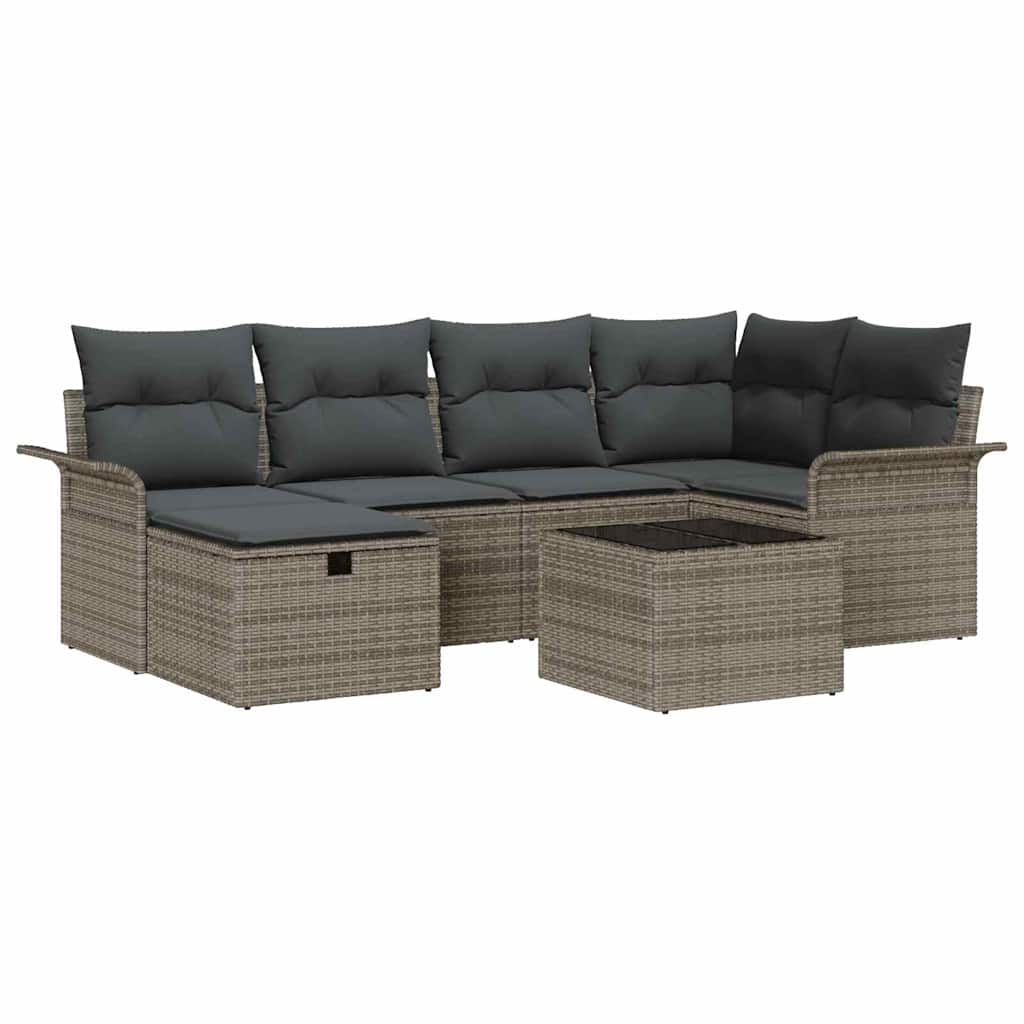 Garden Sofa Set 7 pcs Grey 242.5 x 132.5 x 85 cm Poly rattan