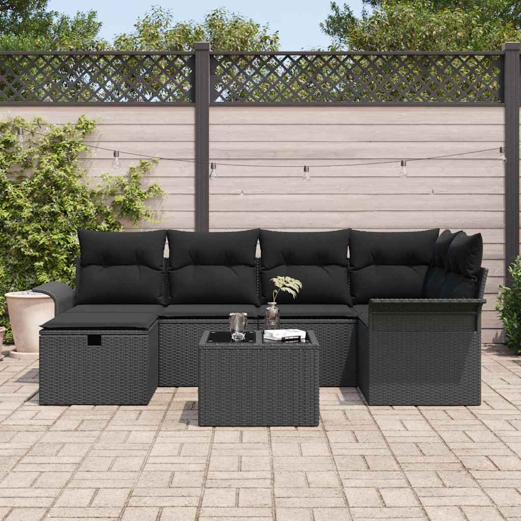 Garden Sofa Set 7 pcs Black 242.5 x 132.5 x 85 cm Poly rattan