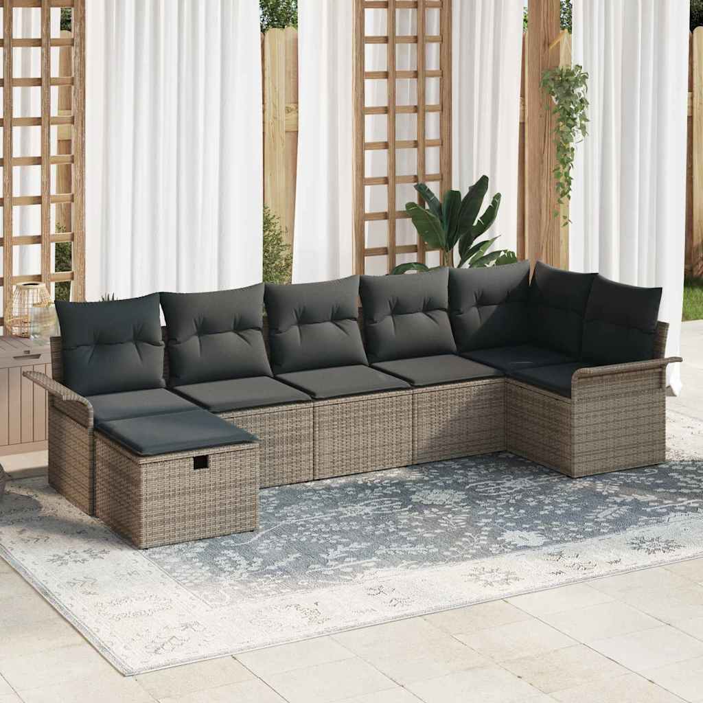 Garden Sofa Set 7 pcs Grey 297.5 x 132.5 x 85 cm Poly rattan