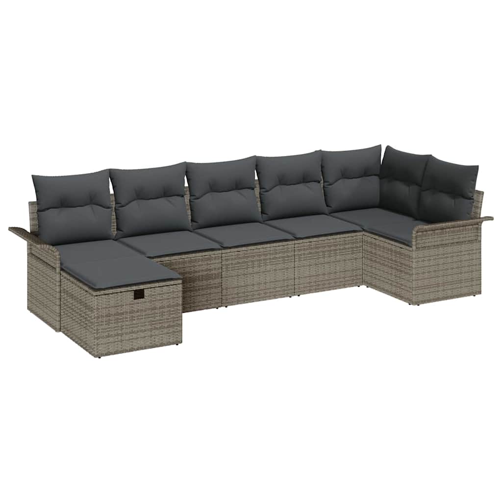 Garden Sofa Set 7 pcs Grey 297.5 x 132.5 x 85 cm Poly rattan