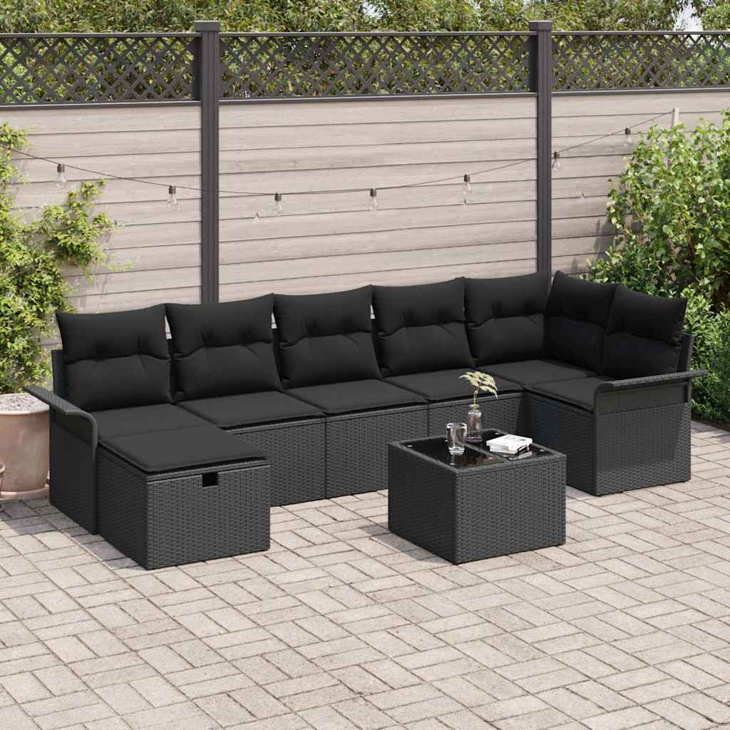 Garden Sofa Set 8 pcs Black 297.5 x 132.5 x 85 cm Poly rattan
