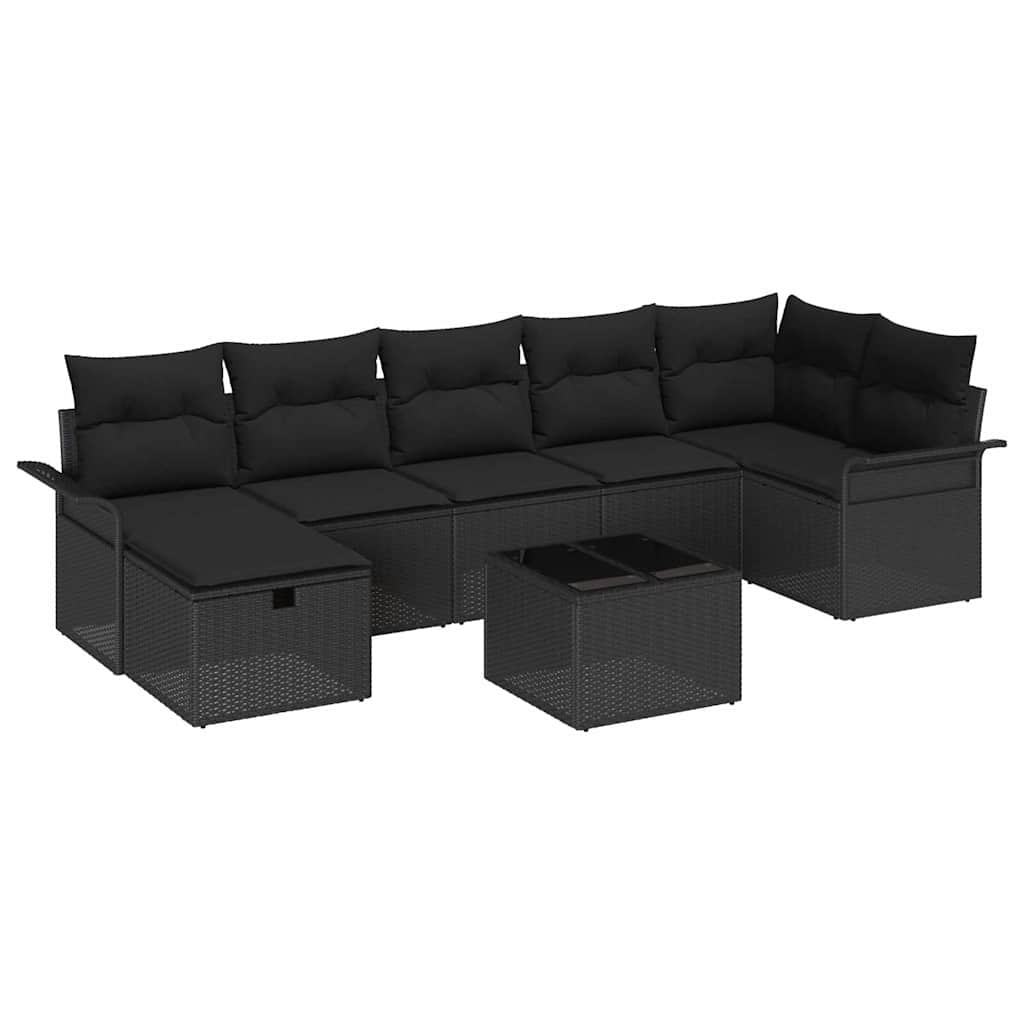 Garden Sofa Set 8 pcs Black 297.5 x 132.5 x 85 cm Poly rattan