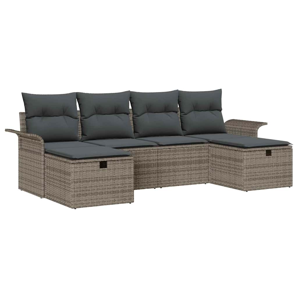 Garden Sofa Set 6 pcs Grey 251 x 117 x 85 cm Poly rattan