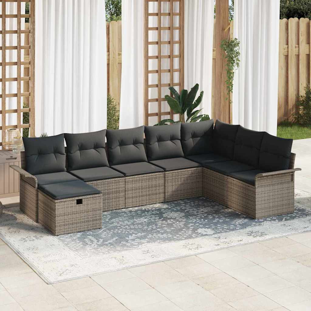 Garden Sofa Set 8 pcs Grey 297.5 x 187.5 x 85 cm Poly rattan