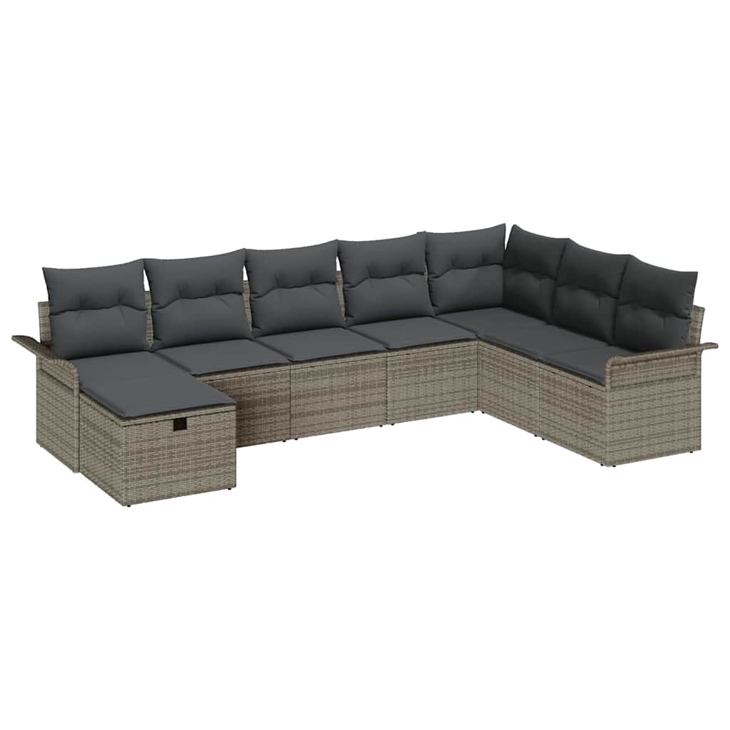 Garden Sofa Set with Cushion Manual 8 pcs Grey Poly Rattan
