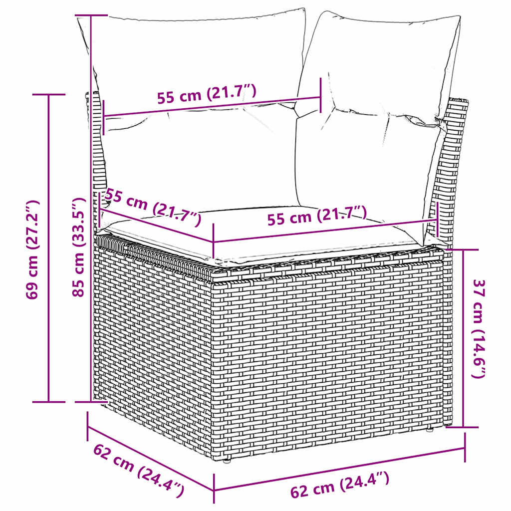Garden Sofa Set 8 pcs Grey 297.5 x 187.5 x 85 cm Poly rattan