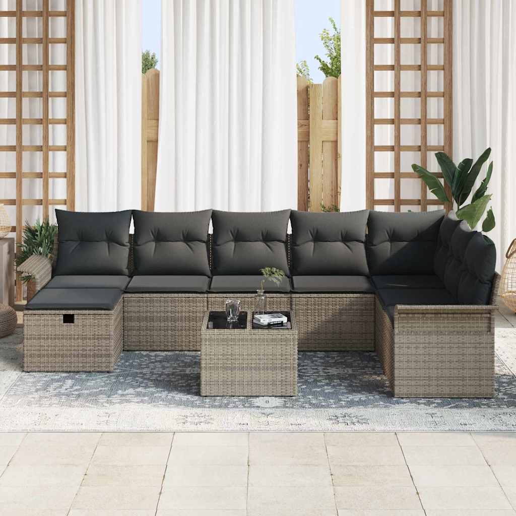 Garden Sofa Set 9 pcs Grey 297.5 x 187.5 x 85 cm Poly rattan