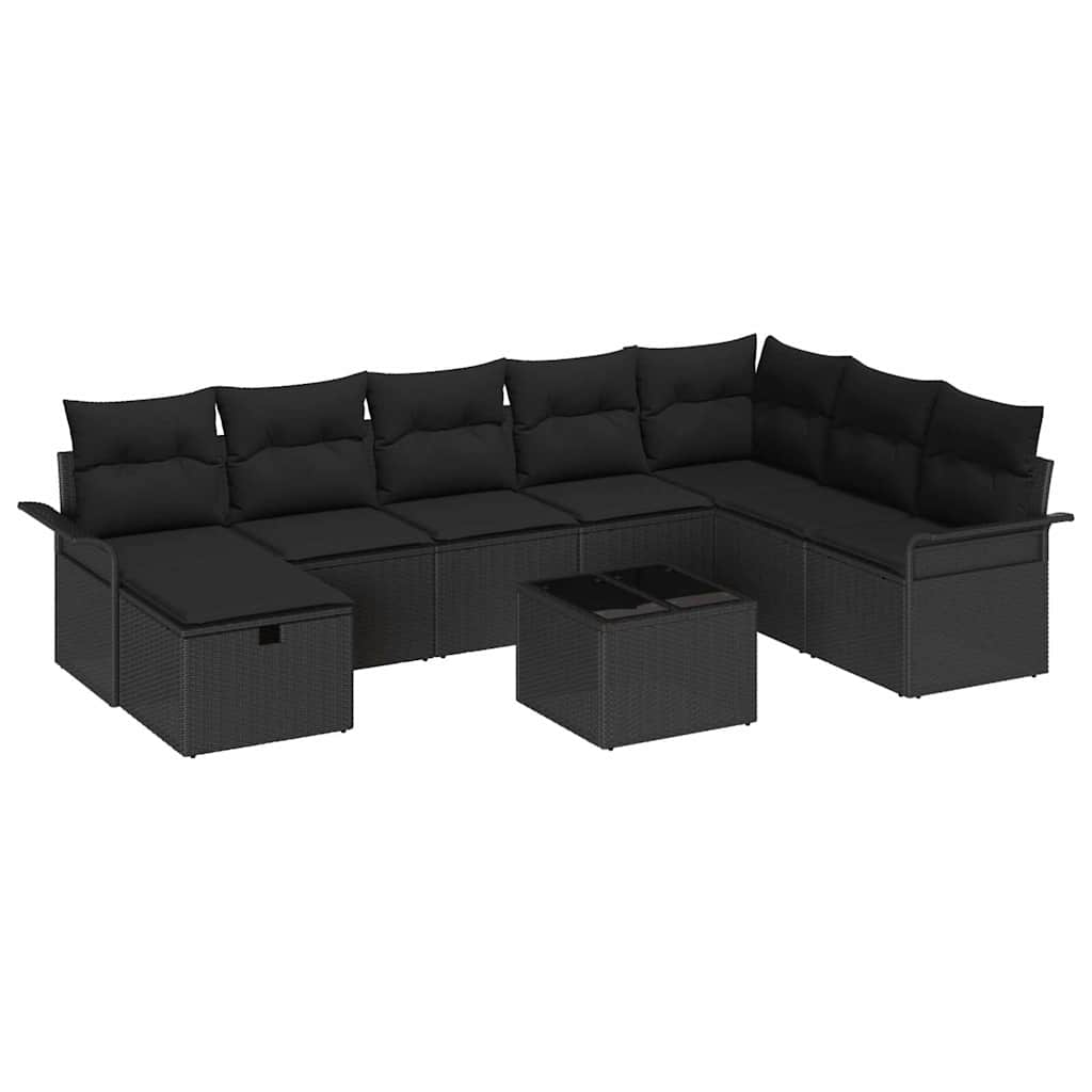 Garden Sofa Set 9 pcs Black 297.5 x 187.5 x 85 cm Poly rattan