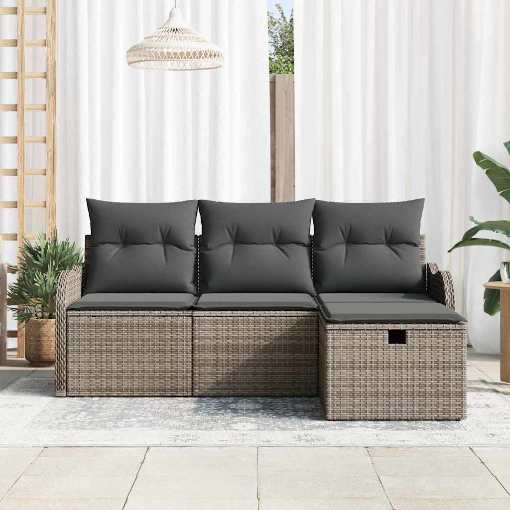 Garden Sofa Set 4 pcs Grey 176 x 117 x 85 cm Poly rattan