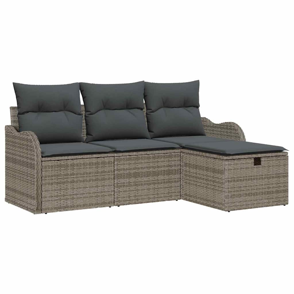 Garden Sofa Set 4 pcs Grey 176 x 117 x 85 cm Poly rattan