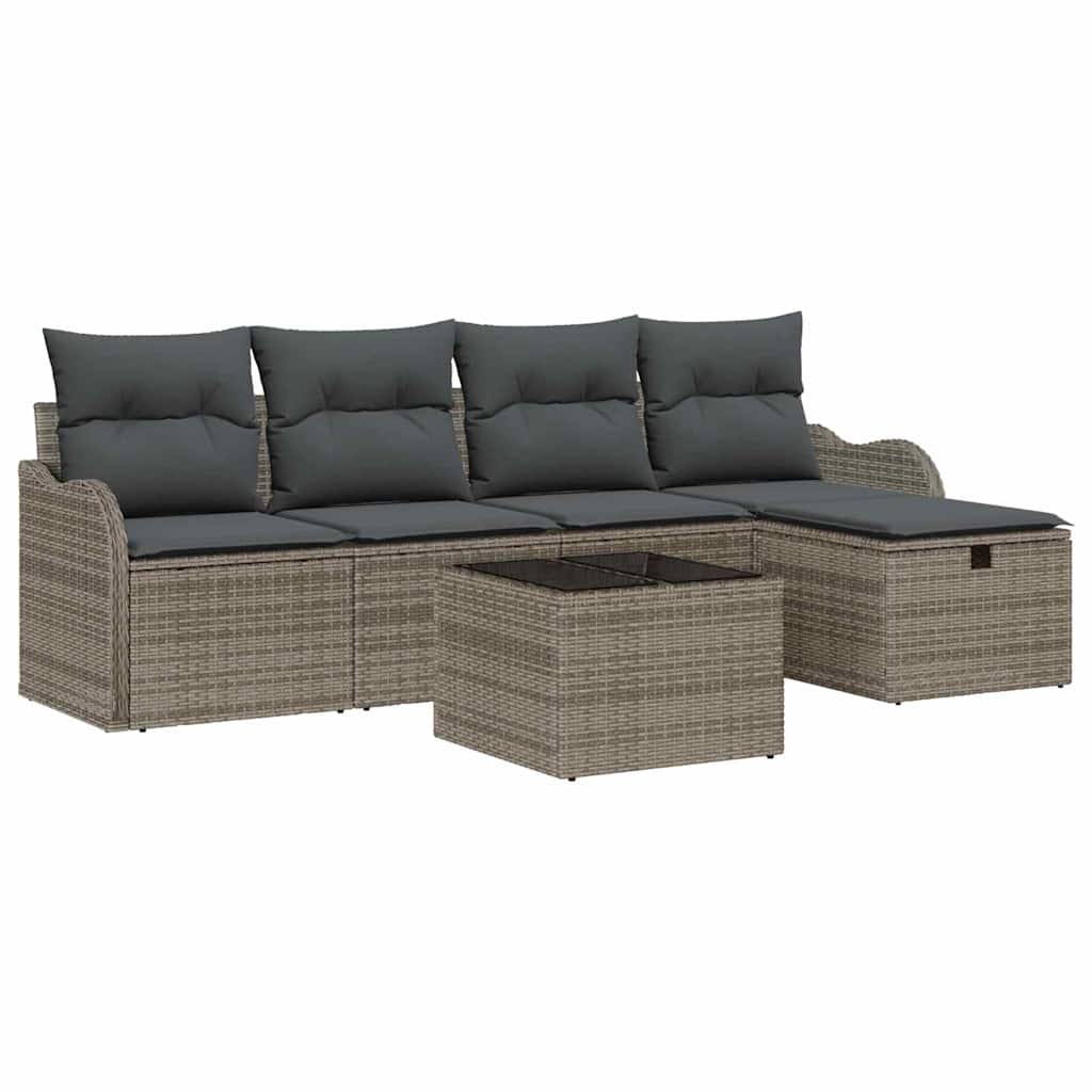 Garden Sofa Set 6 pcs Grey 231 x 117 x 85 cm Poly rattan