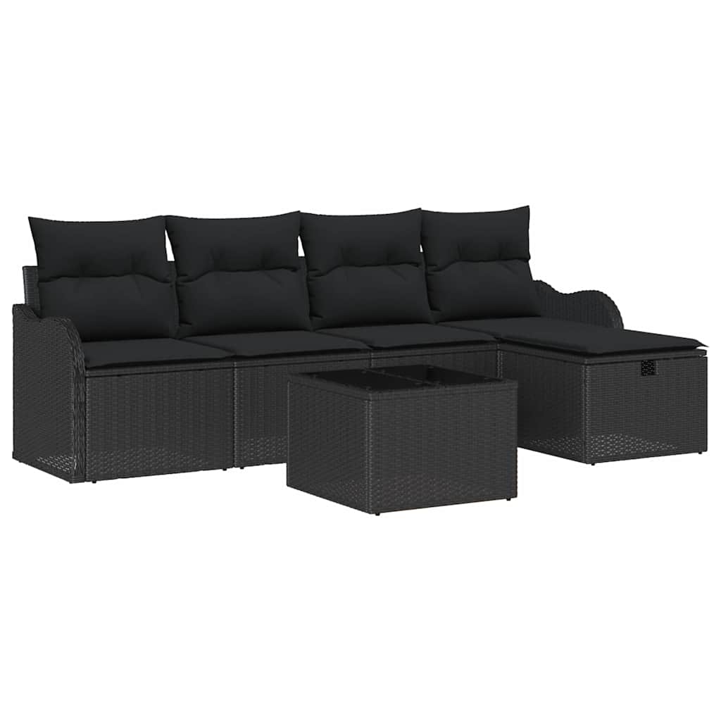 Garden Sofa Set 6 pcs Black 231 x 117 x 85 cm Poly rattan