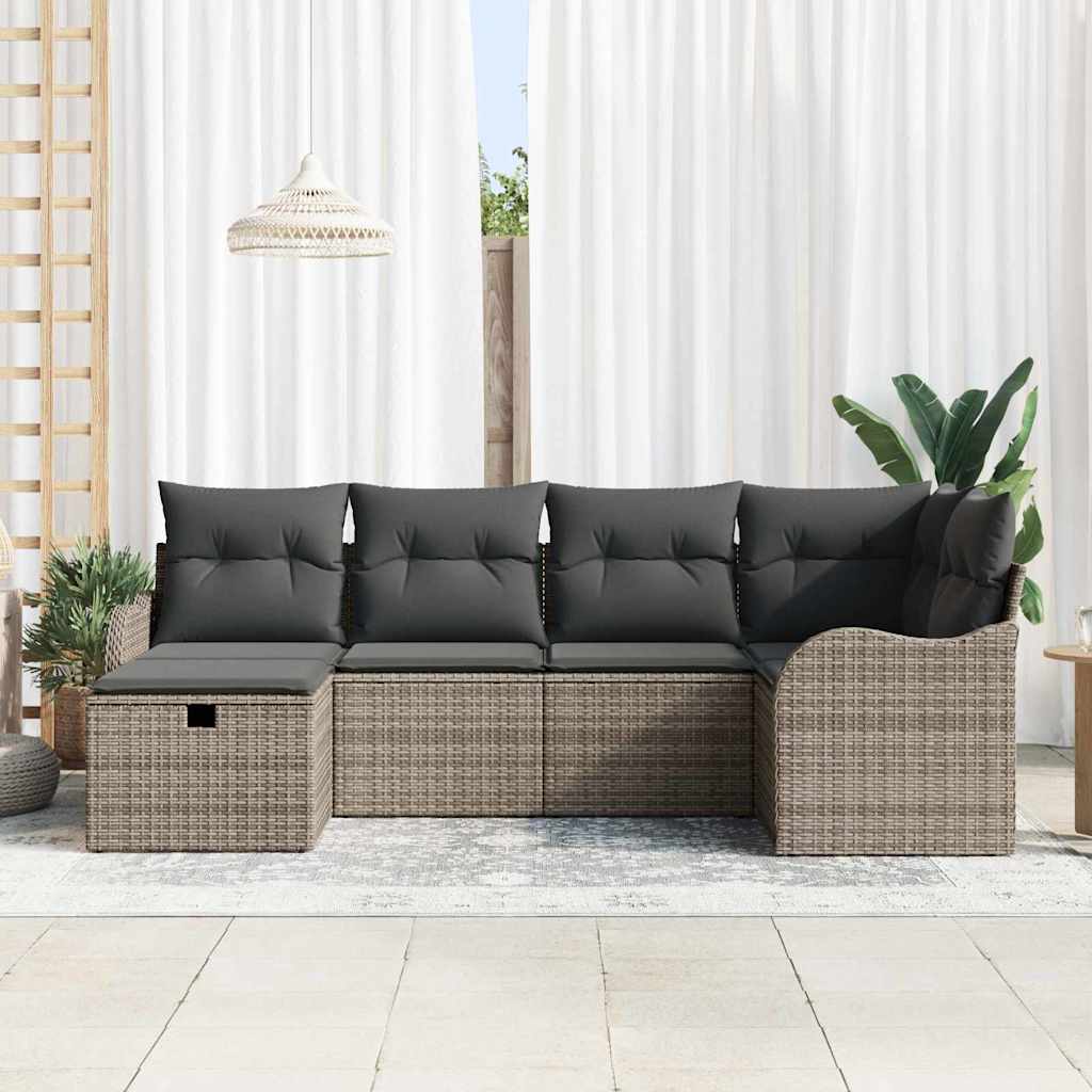 Garden Sofa Set 6 pcs Grey 232.5 x 122.5 x 85 cm Poly rattan