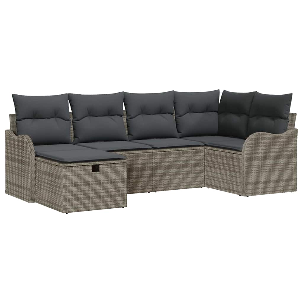 Garden Sofa Set 6 pcs Grey 232.5 x 122.5 x 85 cm Poly rattan