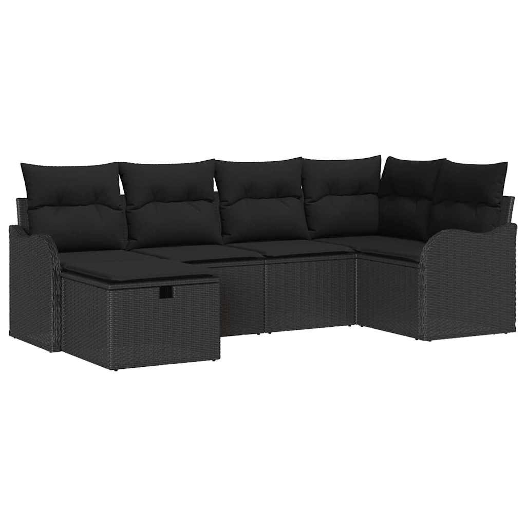 Garden Sofa Set 6 pcs Black 232.5 x 122.5 x 85 cm Poly rattan